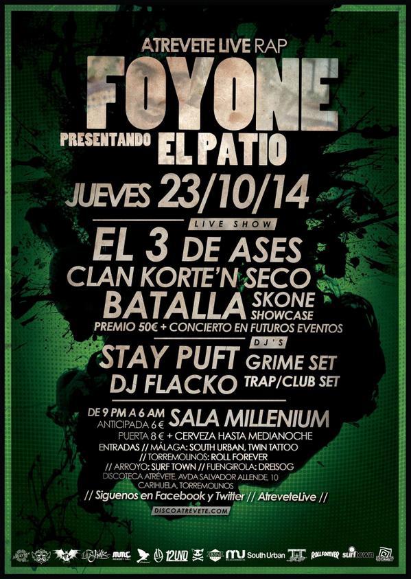 Felinosgang's tweet photo. HOY @flackodoceuno EN ATRÉVETE - SALA MILLENIUM (TORREMOLINOS). JUNTO CON FOYONE, SKONE Y MÁS ARTISTAS! #FG #DJSET http://t.co/YEl7FqPfhy