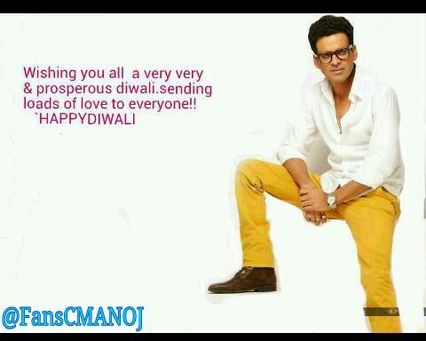 FansCMANOJ's tweet photo. Wishing you all a very very happy and prosperous Diwali . Sending loads of love to everyone !!
`HAPPY DIWALI ` http://t.co/y0GHydE3yt