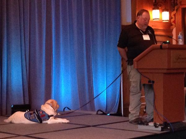 #2014SUAS powerful presentation with Medric and his PTSD dog. Animals do rescue people!
