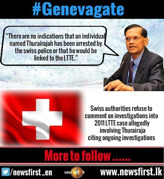 NewsfirstSL's tweet photo. #genevagate keeps developing. Now Prof GLs contention contrasts with official Swiss position. #lka #srilanka http://t.co/a5dPX8hi2w