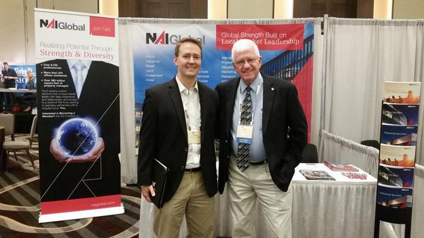 NAIGlobal's tweet image. Scholarship winner, Jamie Adams of NAI Isaac and John Filli of NAI Horizon at the @SIORglobal #FWC