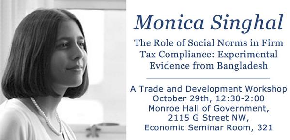 IIEPGW's tweet image. Join us for an #EconWorkshop on int&apos;l #taxation with Monica Singhal! RSVP at bit.ly/1FxoZiS