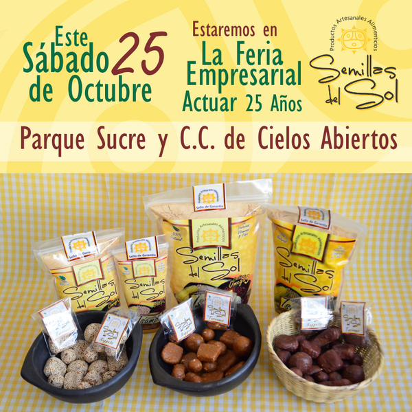 DelSolSemillas's tweet photo. El próximo #Sábado estaremos en la #FeriaEmpresarial @ActuarFami #Actuar25Años.Ven y conoce nuestra Fécula de #Tsampa http://t.co/MQnkcDVI1W