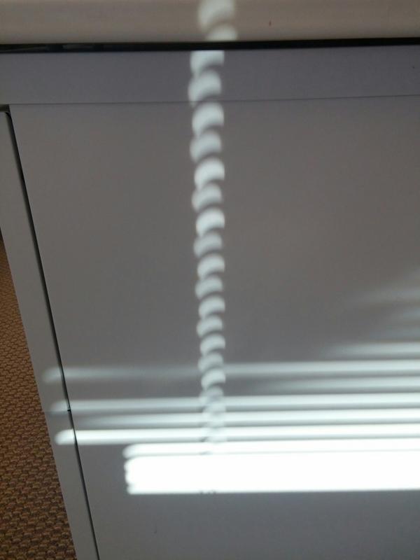 boiker's tweet image. Office partial eclipse. Thanks mini-blinds! #Eclipse2014 #azwx
