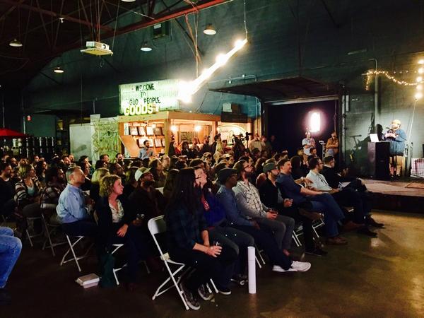 johnmontgomery's tweet photo. .@dwbhm keynote with @Draplin Design Co.@GPBrewing is standing room only!  #designmatters #dwbhm http://t.co/l8g1LNSKdE
