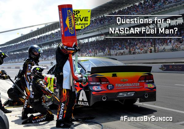 SunocoRacing's tweet photo. Have a question for @JeffGordonWeb's fuel man, @TravisGordon24? Send them using #MBTFC. He'll answer Sunday! #NASCAR http://t.co/XUEkeHWhn7