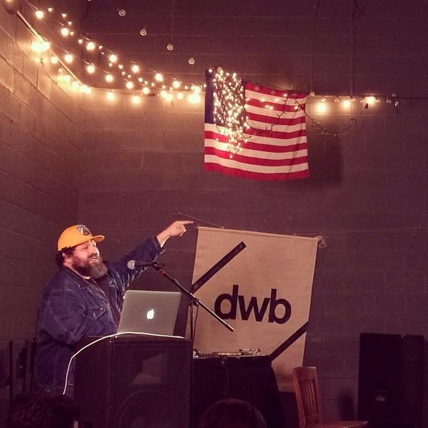 Waaaldooooo's tweet photo. Aaron Draplin at Design Week Birmingham #dwbmatters #createbham http://t.co/McEiy1TN42