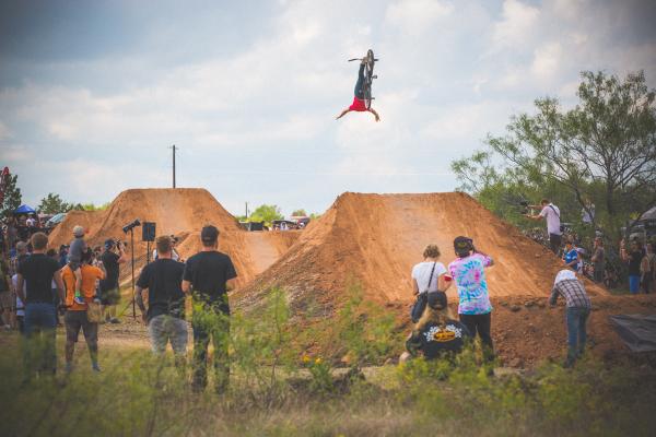 OakleyAction's tweet photo. The infamous Backflip Cliffhanger. Only @mikehucker would go there. #TexasToast2014 #TBT http://t.co/qJMyQkl5XG