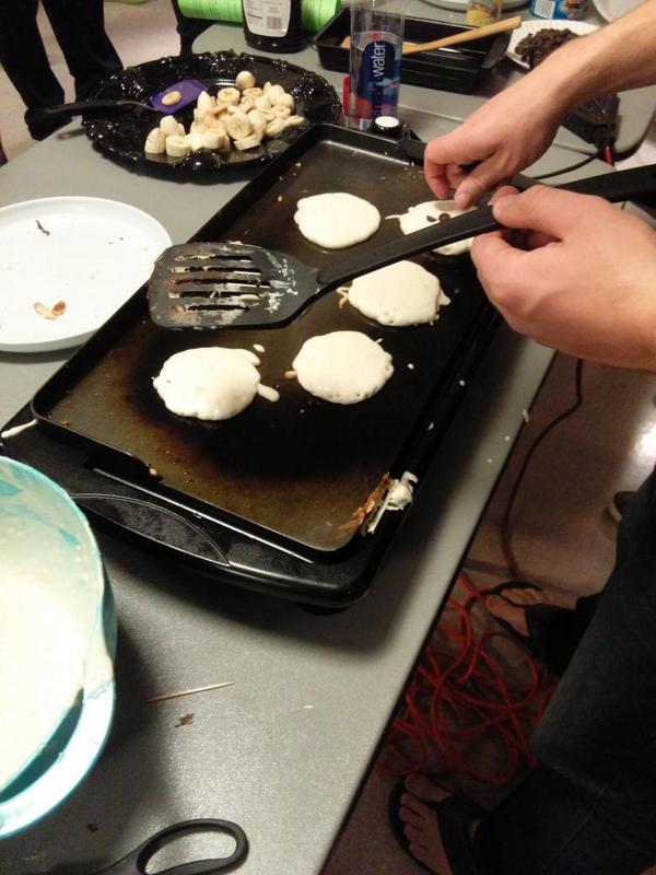 Come get the pancakes while they're hot! In the game room right now!