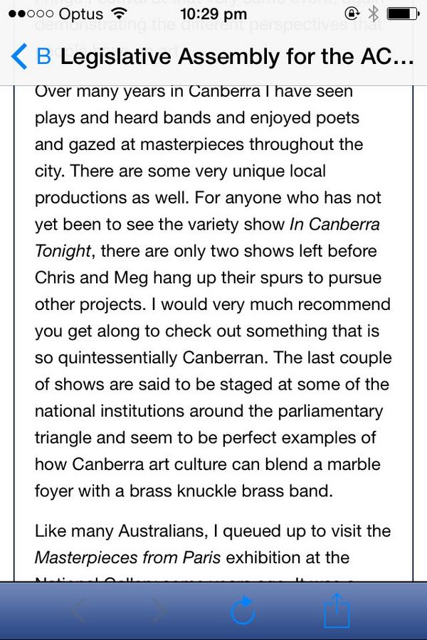 Guess which hot variety show made it into ACT Hansard?