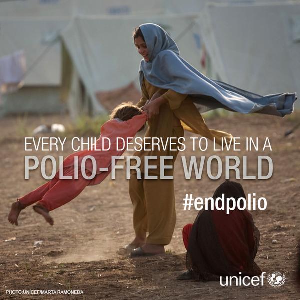 UN_Women's tweet photo. It's #WorldPolioDay! Every child deserves to live in a #polio free world. #endpolio http://t.co/7RXvVaXvql