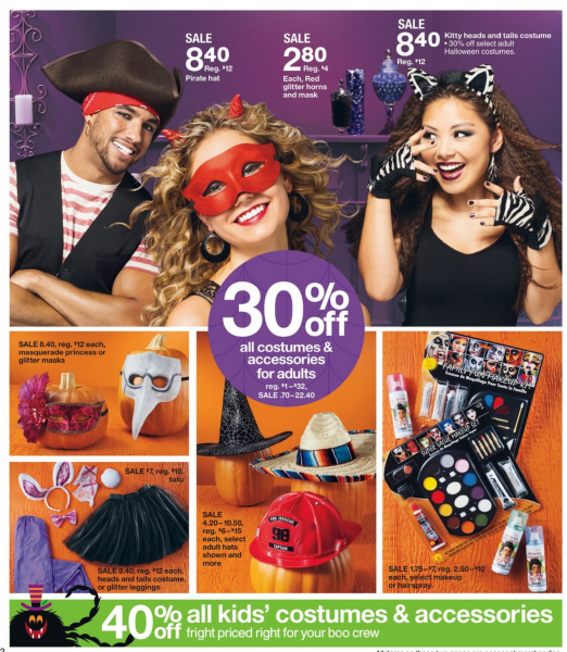 shesconnected's tweet photo. 30% off all costumes + accessories for adults Check Flyer http://t.co/sXvHfOBzT7 #TargetTrickorTWEET http://t.co/KcDXzofMhw