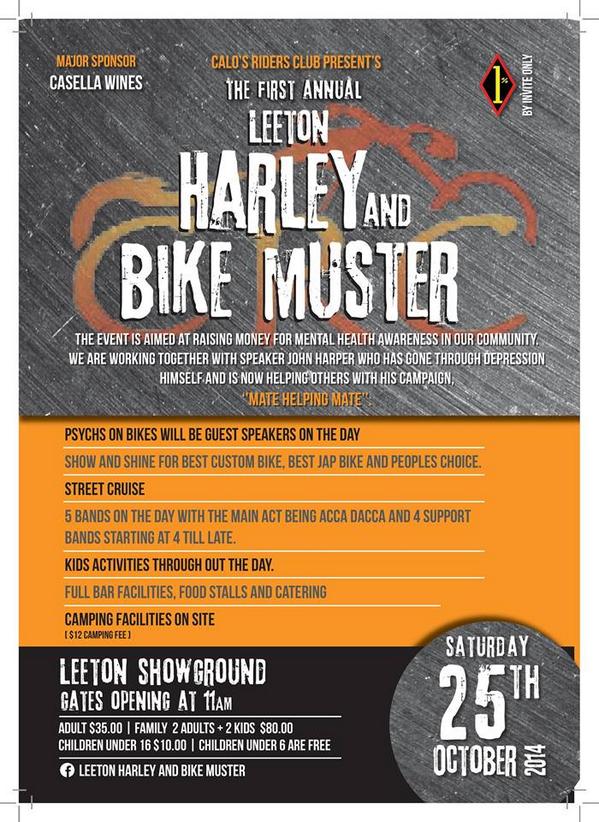 The first #Leeton Harley &amp; Bike Muster is on TOMORROW. Will we see you there?