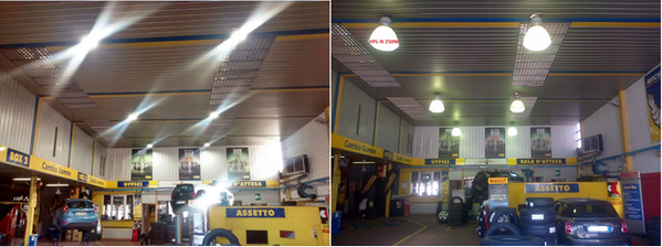 LEDbaylight's tweet image. The following image is from our Italian customer.100w HiCloud led high bay to replace 250w HPS in Auto repair shops.