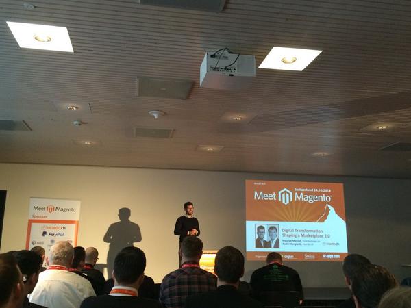 <a href="/mengiardi/">andri mengiardi</a> just started with the first keynote at #mm14ch showing how <a href="/ricardo_ch/">Ricardo AG</a> is shaping a marketplace 2.0