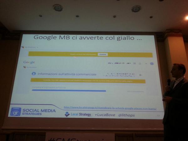 WebLoversItaly's tweet photo. Google my Business ci avvisa tramite cartellini gialli e rossi  #SMStrategies http://t.co/s6ssRMip4D