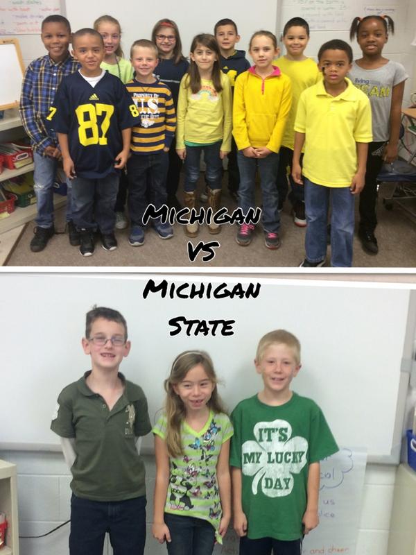 EdisonGradeTwo's tweet photo. Michigan VS Michigan State http://t.co/t1qN2AH6dW http://t.co/AvrMboLrHO