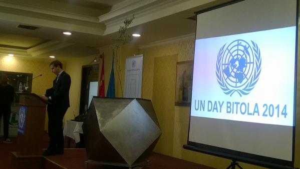 JBTasevska's tweet photo. @SpasovDime at the #UNDay in Bitola: The country is working hard to make it a great place to live for all. #UNMK14 http://t.co/xJCtSRIoTT