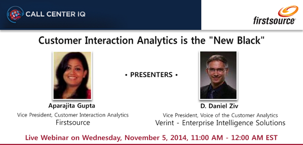 firstsource's tweet photo. Watch @aapaggupta &amp; Daniel Ziv share their views on #CustomerInteractionAnalytics. Register: http://t.co/zlpwIa2H9H http://t.co/ge9T6RJyno
