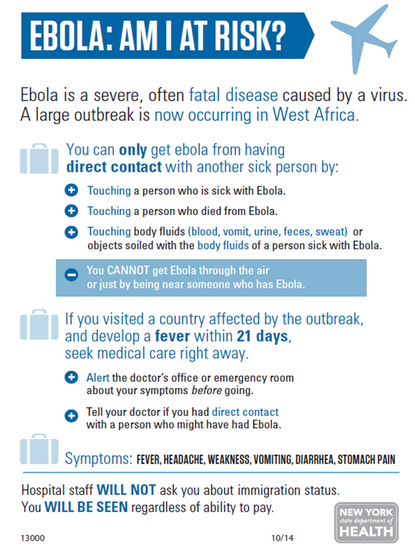 Did you know? #Ebola is spread by directly touching bodily fluids of an infected person, not through the air or water