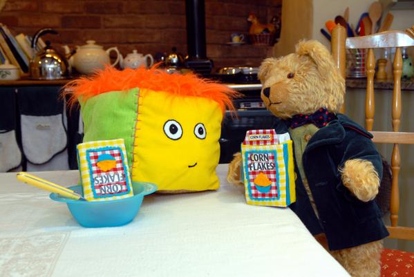 BBCRadio4's tweet photo. @MishalHusainBBC @bishopk @browntoby Our colleagues at @CBeebiesHQ have mocked-up their own version of #cornflakegate http://t.co/DKKo7eH8Fv