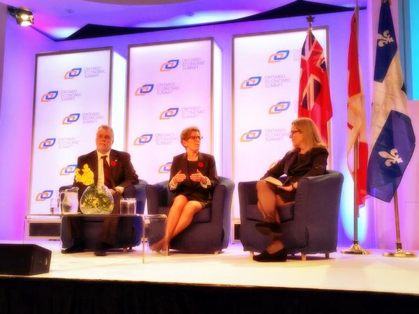 BruceAHeyman's tweet photo. Enjoying a conversation with the Premiers of #Ontario and #Quebec #OES2014 @Kathleen_Wynne @phcouillard http://t.co/y9tAh29qbM