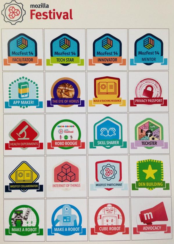 OpenBadges's tweet photo. There are some great #MozFest badges to be earned this weekend. Learn more in the #OpenBadgesLab, 9th floor http://t.co/s2zUCAg7rS