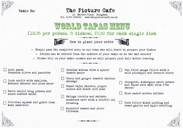 Don't need to stay in on Halloween... go on, treat yourself to a fab tapas night out at The Picture Cafe in Bingham.