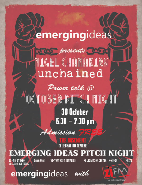 emergingideas's tweet photo. @DailyNewsZim join us 4this months #ZimPitch Night RSVP: http://t.co/vwKFvEWM32 our power speaker is @nigelchanakira http://t.co/5RTSZM3IGW