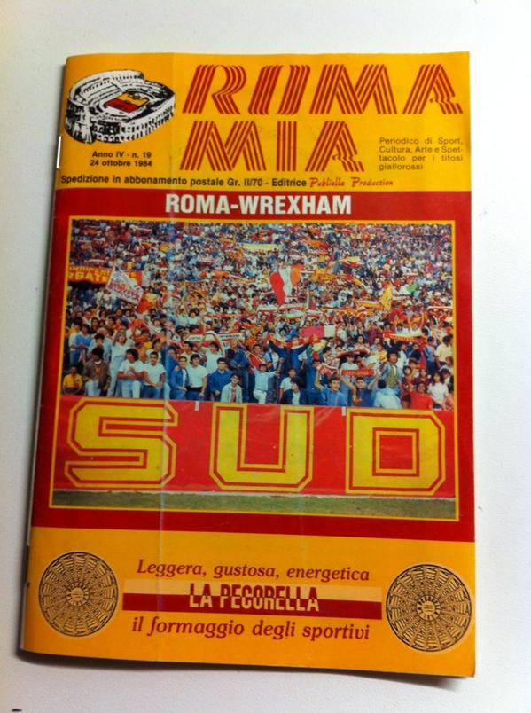 brandysim8's tweet photo. @FootballInT80s On this day 30 years ago Wrexham played AS Roma away European cup winners cup http://t.co/kSGdyAVvB0