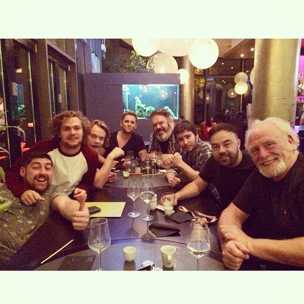 Sake sake sake!! @FinnJones @Daniel_Portman <a href="/KristianNairn/">Kristian Nairn</a> @northernluke <a href="/MrJamesCosmo/">James Cosmo MBE</a> #ringcon #goodtimes