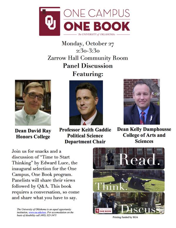 Don't forget the panel discussion on Monday. Free food and a lively conversation from 3 amazing faculty members.