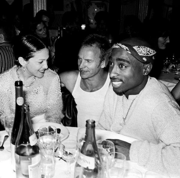 Madonna, Sting, and Tupac Shakur, hanging out together in 1994