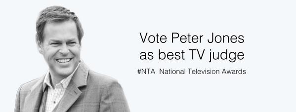 My friend <a href="/dragonjones/">Peter Jones</a> is nominated for Best #TVJudge at the #NTA's. Please click here &amp; vote bit.ly/1yxVrjg