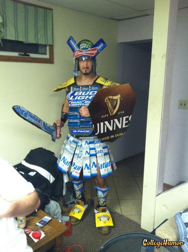 Beer Gladiator. Getting creative with homemade costumes! #frugal #bartending #halloween #cheapcostume