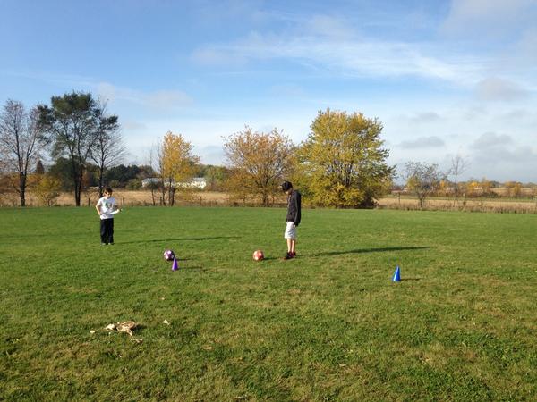 Great day in the Midwest for fitness with soccer golf.