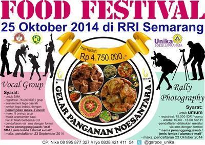 HARI INI! FOOD FESTIVAL, 25 Oktober 2014 di lapangan RRI #Semarang ada Vocal Group, Rally Photography @garpoe_unika