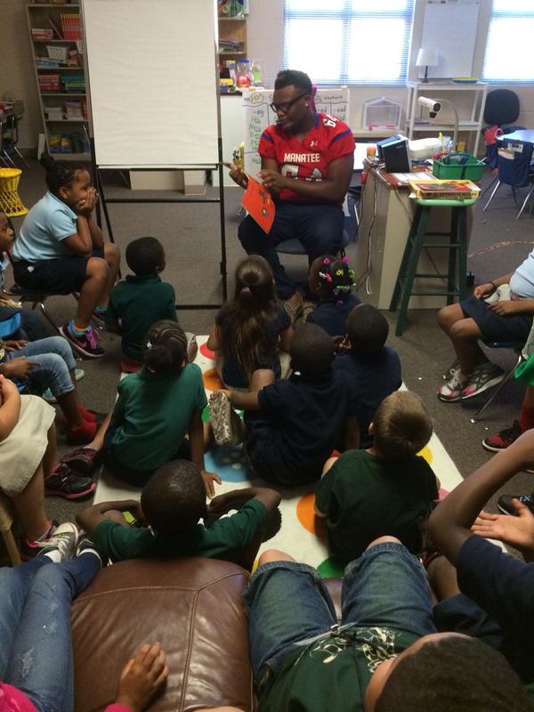 Football student Malik from Manatee High School reading to our class!