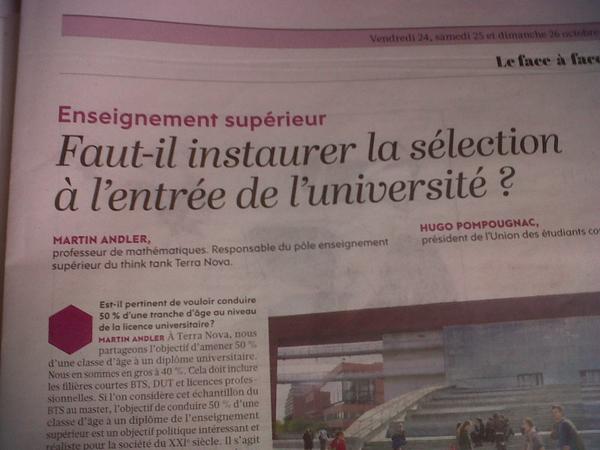 <a href="/hpompougnac/">Hugo Moraga</a> dans <a href="/humanite_fr/">L'Humanité</a>  des débats sur la sélection à l'Université ! #UEC #MJCF #reussir