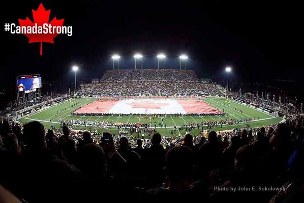 CFL (@cfl) on Twitter photo The <a href="/Ticats/">Hamilton Tiger-Cats</a> have lent their Canadian flag to the <a href="/REDBLACKS/">Ottawa REDBLACKS</a> to use at tonight's game.
We are all #CanadaStrong The <a href="/Ticats/">Hamilton Tiger-Cats</a> have lent their Canadian flag to the <a href="/REDBLACKS/">Ottawa REDBLACKS</a> to use at tonight's game.
We are all #CanadaStrong