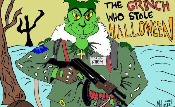 erikfmiller's tweet photo. New Editorial #Cartoon: The Grinch Who Stole #Halloween 
#frein #Pennsylvania http://t.co/uDWBok6syI