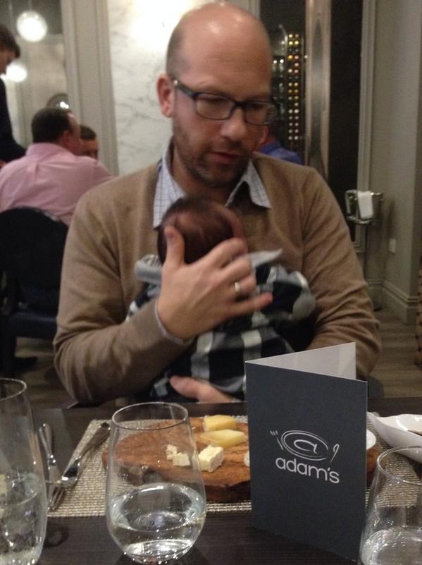 BougheyPeter's tweet photo. @RestaurantAdams thanks for dishing up a fantastic lunch and for being so accommodating to our very new baby! http://t.co/dYvIL2IaC5