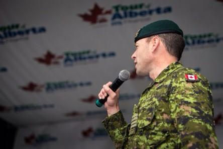 TourOfAlberta's tweet photo. The True North strong and free. #RedFriday #SupportOurTroops #TOA2014 | Photo Credit: @Eibhir http://t.co/oakUpqPqVL