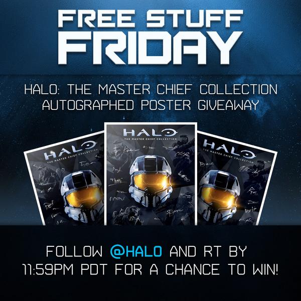 Halo's tweet image. Follow and RT for a chance to win a signed #Halo: The Master Chief Collection poster! aka.ms/fsfrules