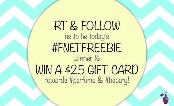 FragranceNet's tweet photo. RT & FOLLOW us & be today's #FNETFREEBIE winner ! Win a $25 gift card for #perfume & #beauty! http://t.co/FO09XrHZAr http://t.co/uPi12RKxJp