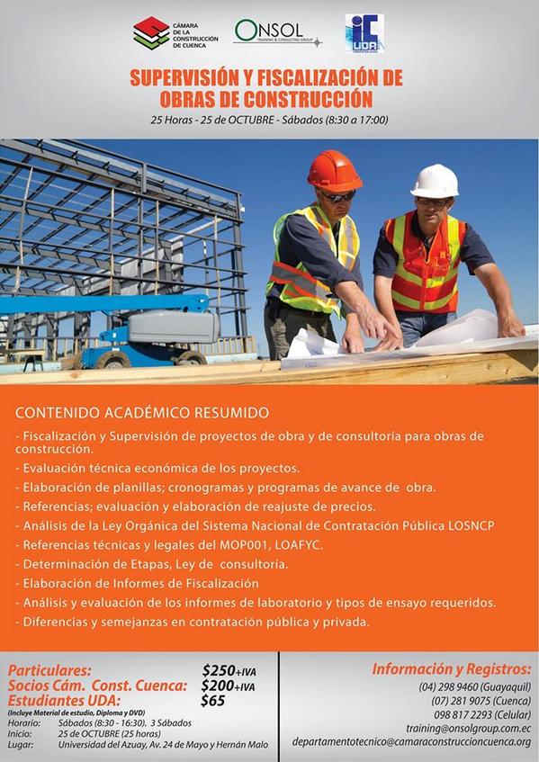 Hoy se cierran las inscripciones para el curso de Fiscalización en la <a href="/Constru_Cuenca/">CámaraConstruCuenca</a> No te quedes fuera.