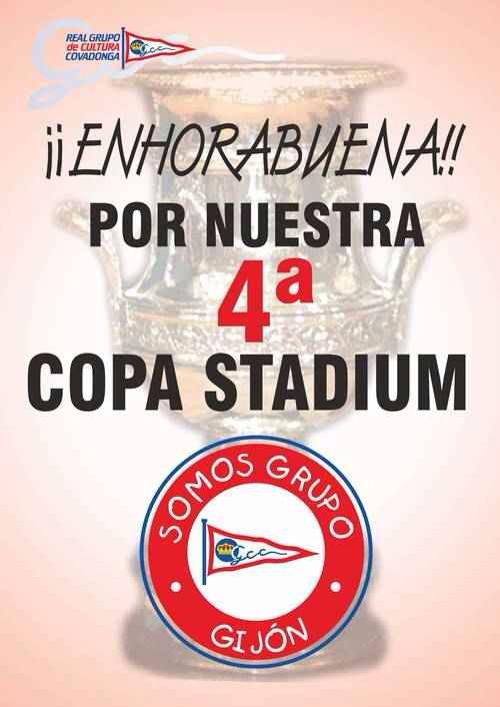 CRuesga11's tweet photo. Enhorabuena para el Grupo Covadonga por la 4ª #CopaStadium. Orgulloso de ser grupista. #RGCC #SomosGrupo #Gijón http://t.co/wKuu5IZYoc