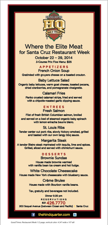 santacruzdining's tweet photo. #SCRW14 Restaurant Showcase: @HindquarterBar
More Information - http://t.co/dypJGfN5kN http://t.co/JiFRD78pTW