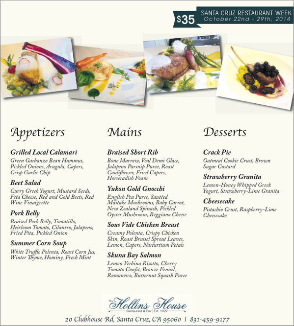 santacruzdining's tweet photo. #SCRW14 Restaurant Showcase: @PasatiempoGolf (Hollins House)
More Information - http://t.co/wJxzdL2MJe http://t.co/K31boF91Dq