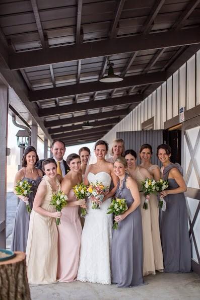 Amsale Bridesmaids looking lovely in Vanilla, Graphite &amp; Blush. Photo by #MandyLeonardsPhotography <a href="/bella_indy/">BellaBridesmaidsIndy</a>